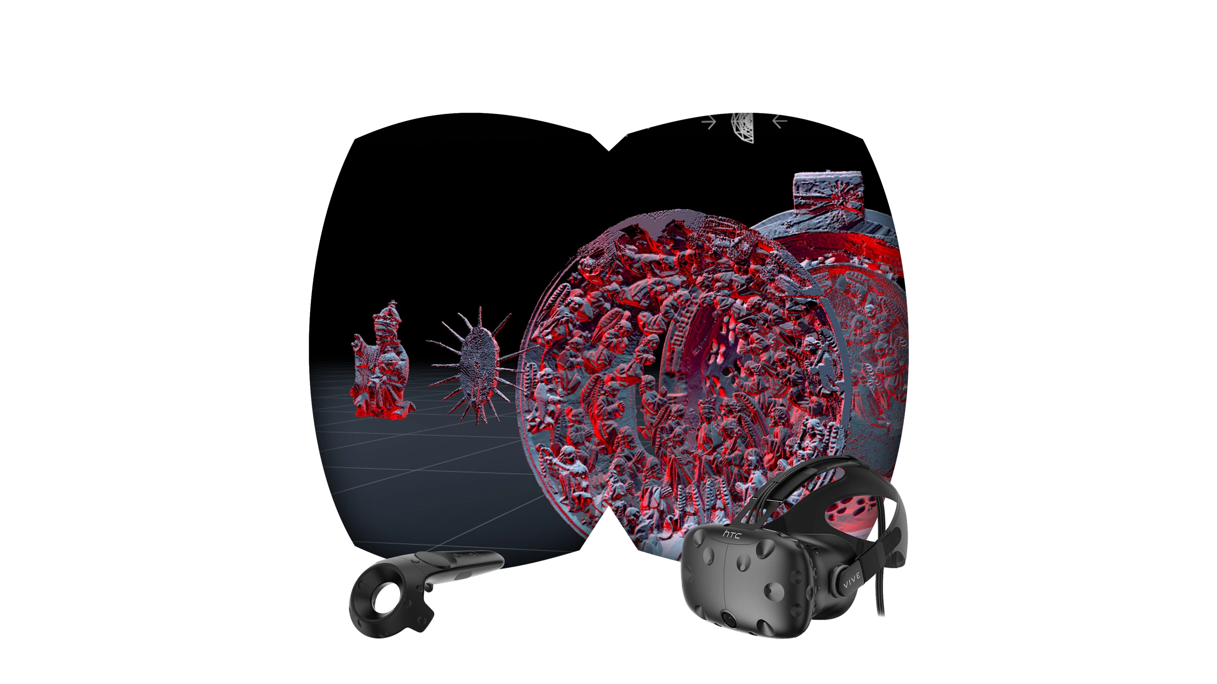 Small Wonders VR Experience - in-headset view of the magnified Gothic carving with HTC Vive